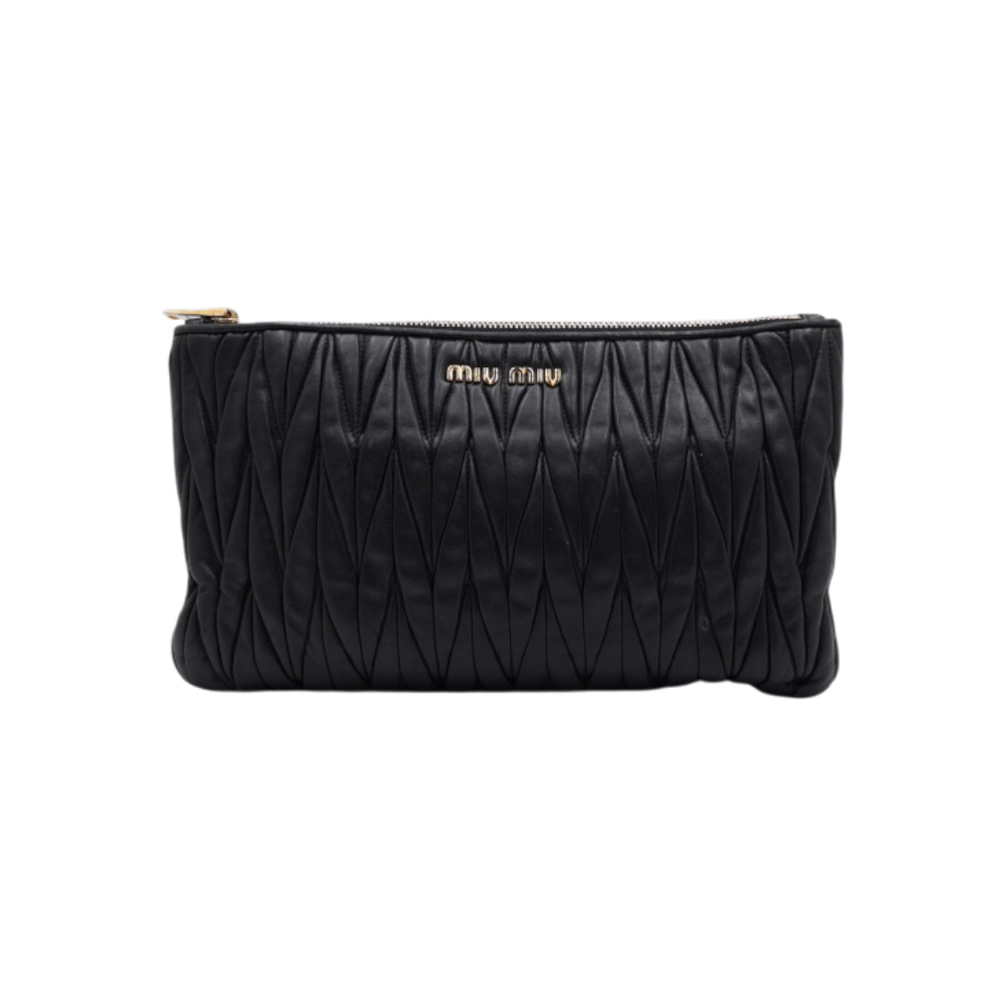 ITC99WIL8NBU Miu Miu RP0354 Black Matelasse Clutch Bag