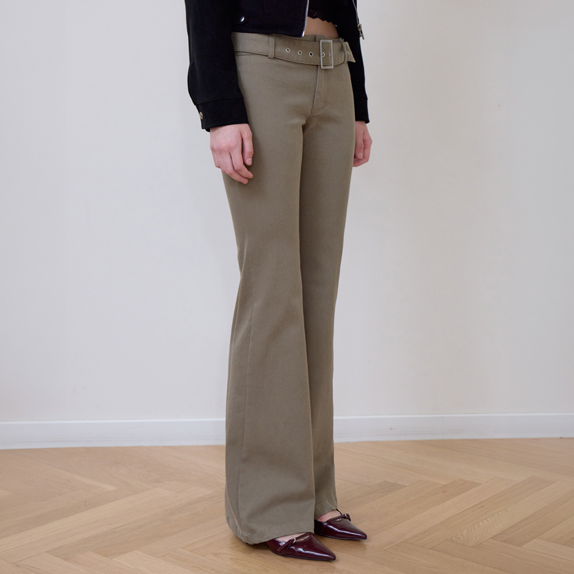 로제프란츠 벨티드 부츠컷 팬츠 [베이지](Rosefrantz Belted Boots Cut Pants [Beige]) - 2