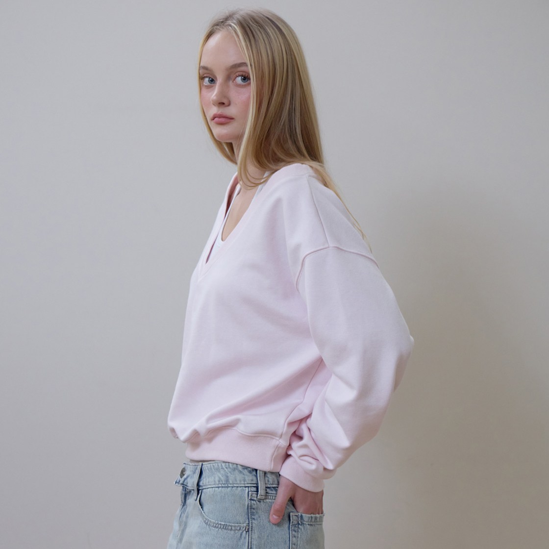 로제프란츠 딥 브이넥 스웨트셔츠 [핑크](Rosefrantz Deep V-neck Sweatshirt [Pink]) - 5
