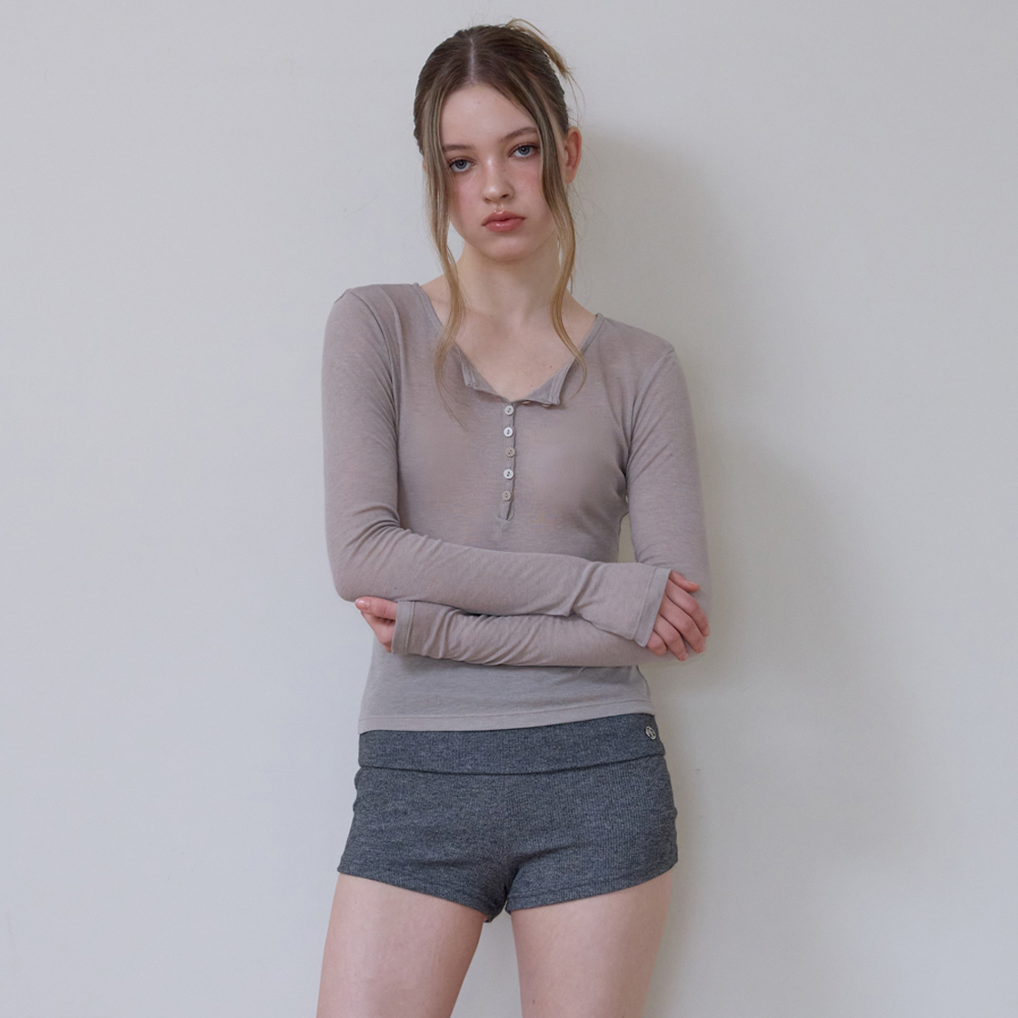 로제프란츠 헨리넥 레이어드 롱스리브 [베이지](Rosefrantz Henley Neck Layered Long Sleeve [Beige]) - 3
