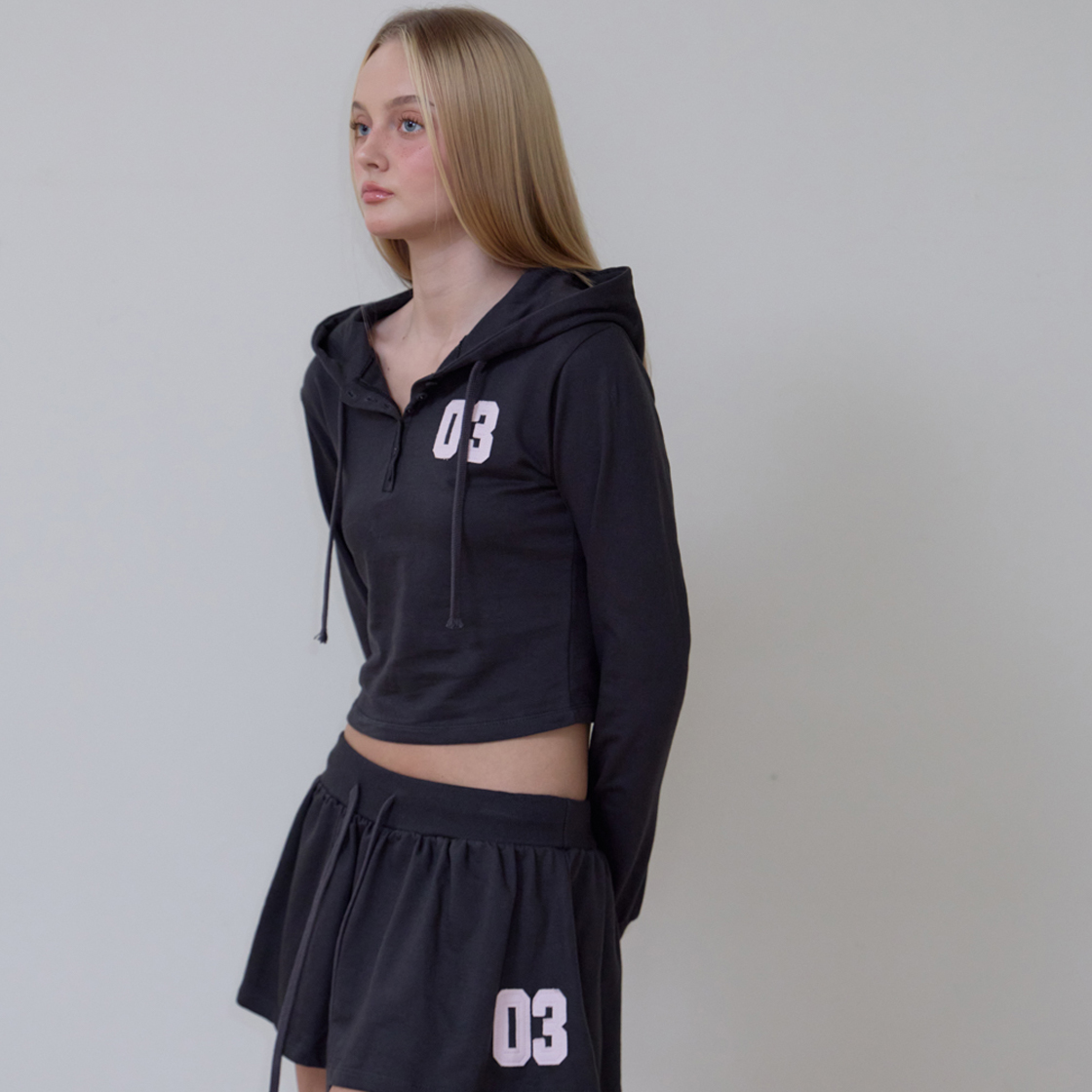 로제프란츠 패치워크 슬림 후드 롱스리브 [차콜](Rosefrantz Patchwork Slim Hood Long Sleeve [Charcoal]) - 2