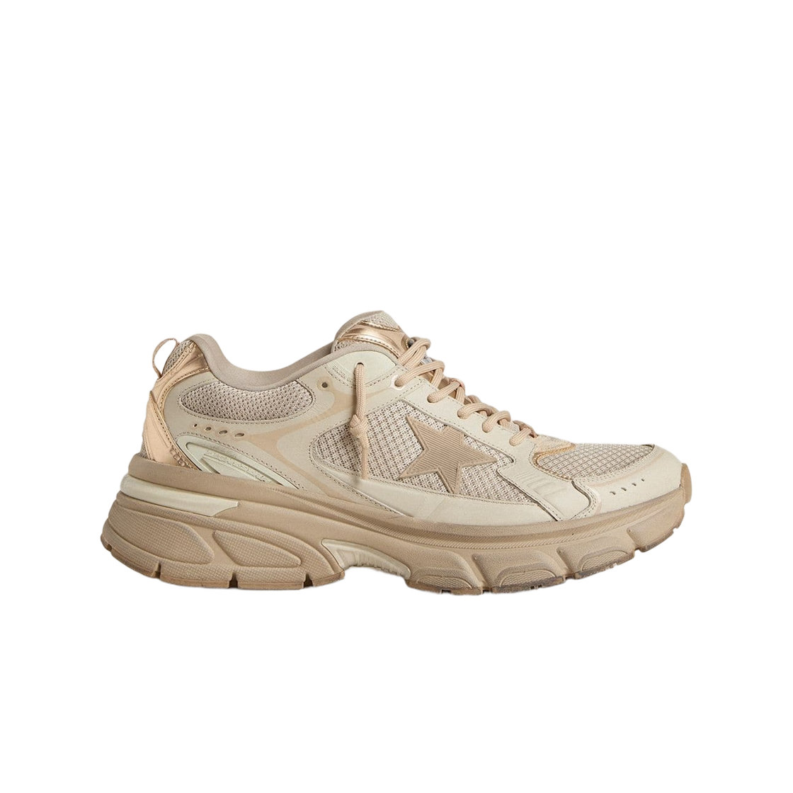 GMF00724-F007330-15765 Golden Goose Lightstar Beige TPU Star Dove Grey Leather Mesh Sneakers Beige Dove Grey