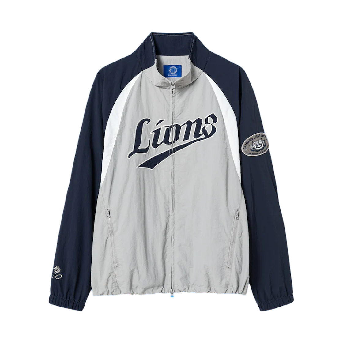 삼성 라이온즈 x 에잇세컨즈 아카이브 배색 래글런 집업 자켓 그레이(Samsung Lions x 8seconds Archive Colorblock Raglan Zip-Up Jacket Grey)