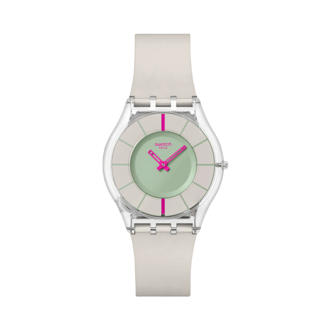 SS08K124 Swatch Own Your Time 34mm Quartz Transparent Beige