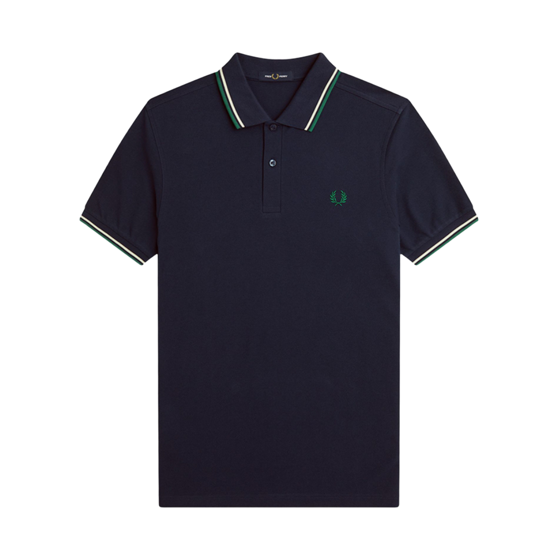 AFPM2513600-Y30 Fred Perry Twin Tipped Fred Perry Shirt Dark Carbon/Light Ecru/Label Green