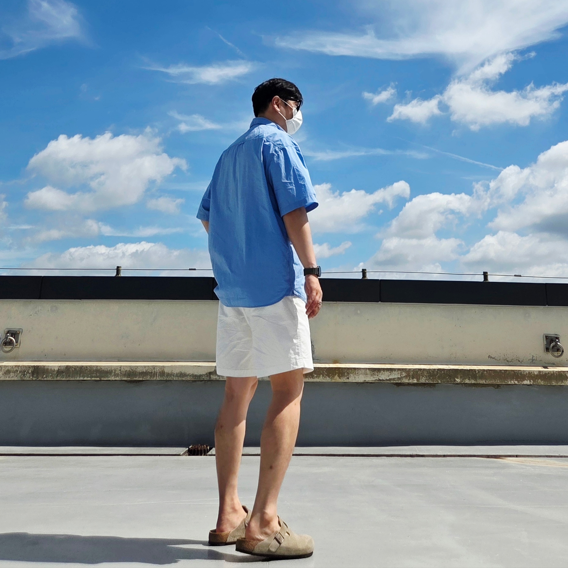BrooksBrothers Online Exclusive Cotton Shorts White, Warehouse & Co. Lot 4601 Plain T-Shirt Off White 착용 스타일 - 4