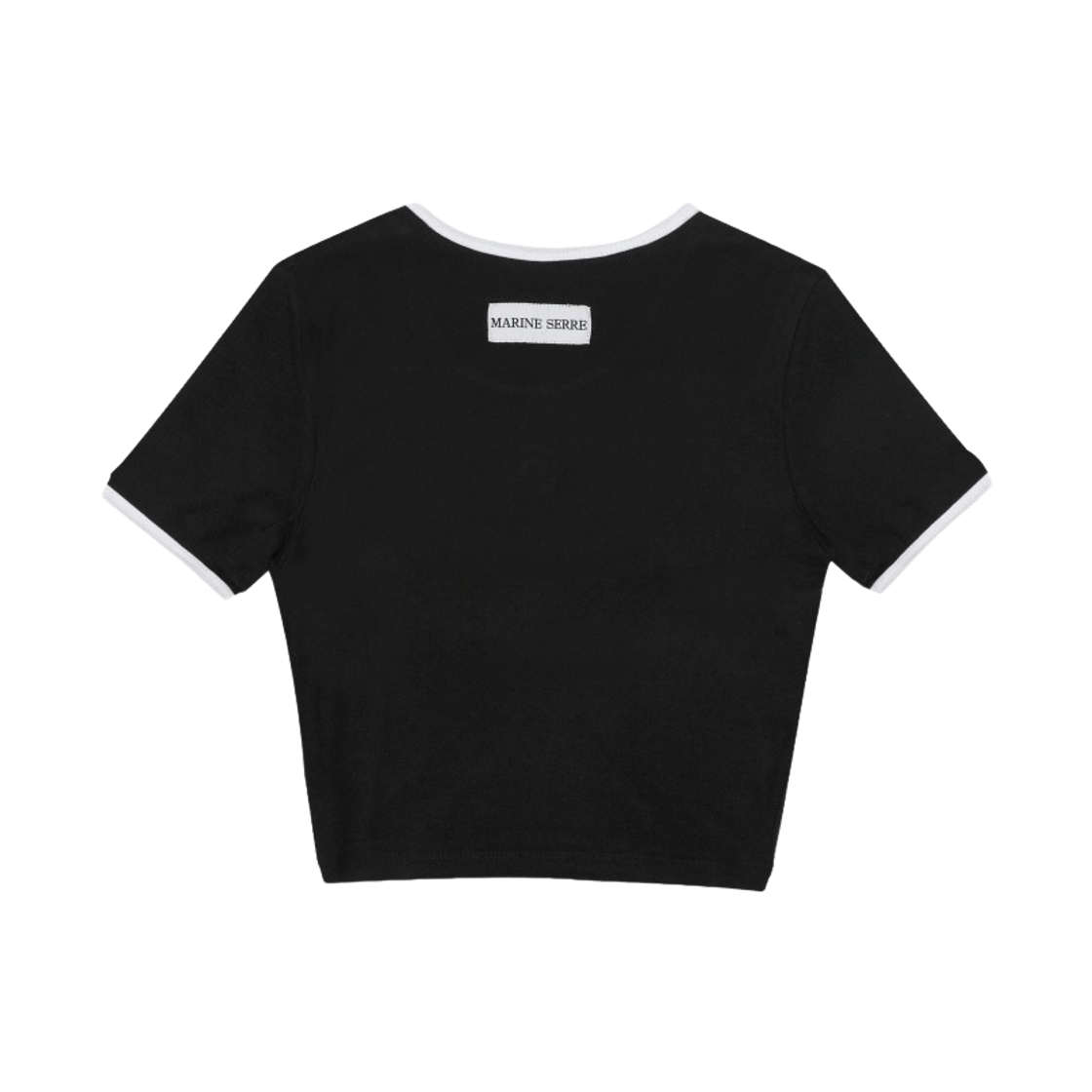 (W) 마린 세르 문 로고 저지 크롭 탑 블랙((W) Marine Serre Moon Logo Jersey Cropped Top Black) - 2