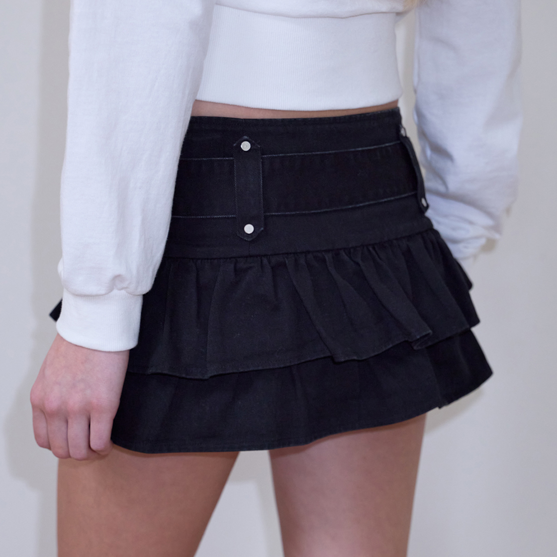 로제프란츠 캉캉 벨티드 미니 스커트 [블랙](Rosefrantz Cancan Belted Mini Skirt [Black]) - 6
