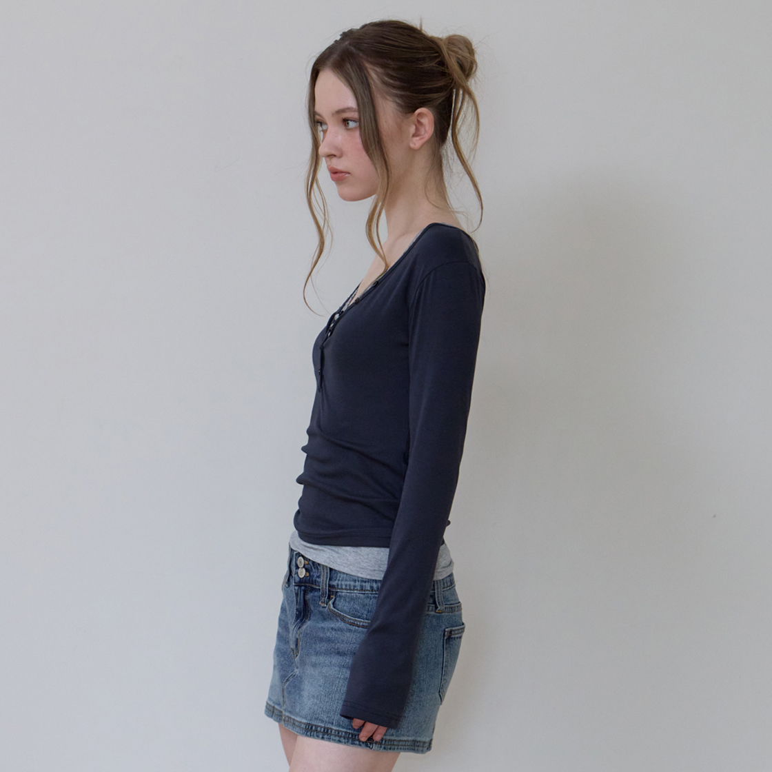 로제프란츠 베이직 브이넥 롱스리브 [차콜](Rosefrantz Basic V-neck Long Sleeve [Charcoal]) - 6