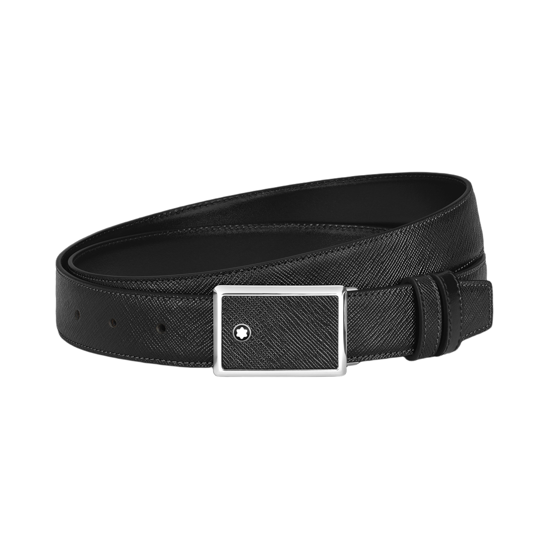 222381 Montblanc Plate Buckle 30mm Reversible Belt in Sartorial Leather Black
