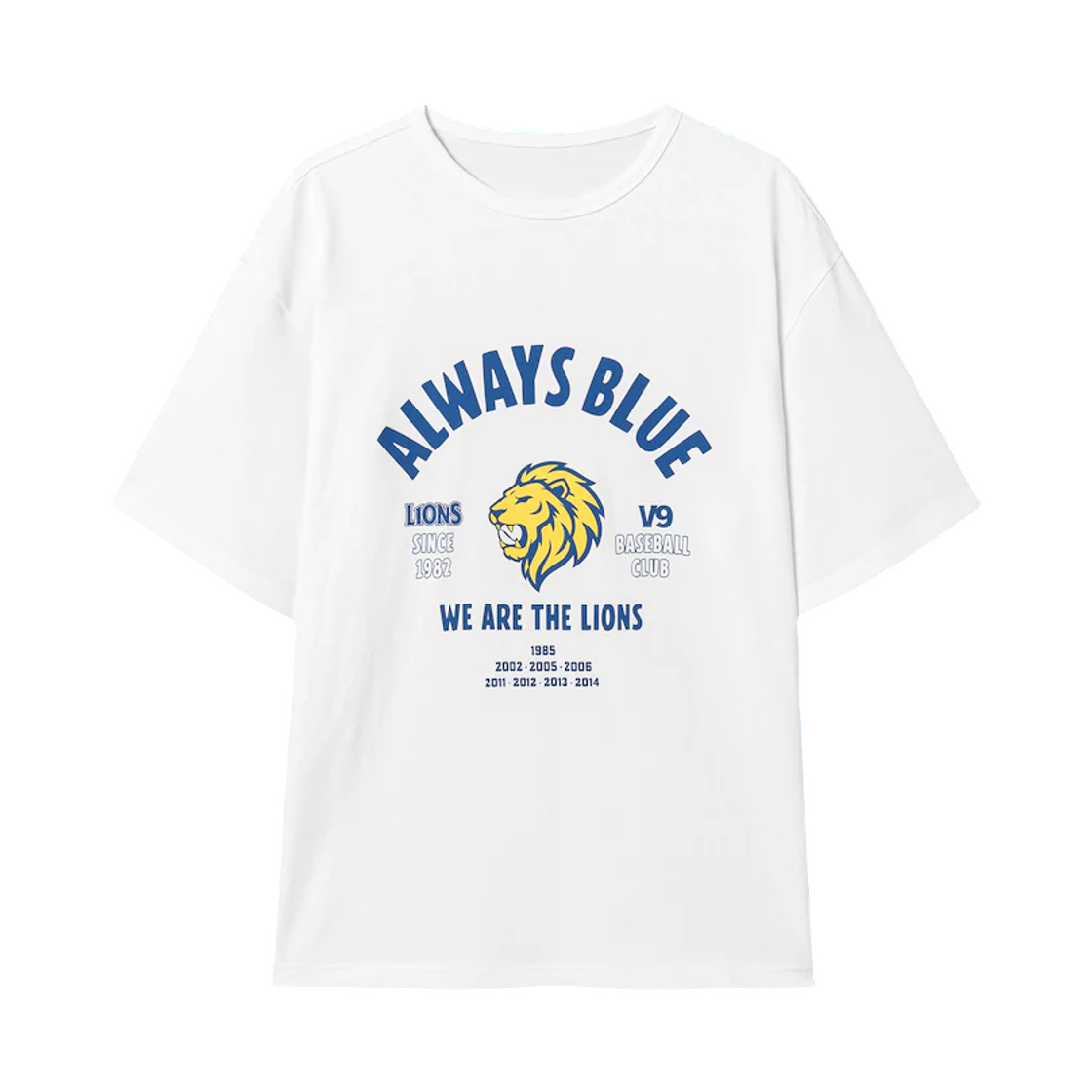 삼성 라이온즈 x 에잇세컨즈 올웨이즈 블루 반소매 티셔츠 화이트(Samsung Lions x 8seconds Always Blue Short Sleeve T-Shirt White)
