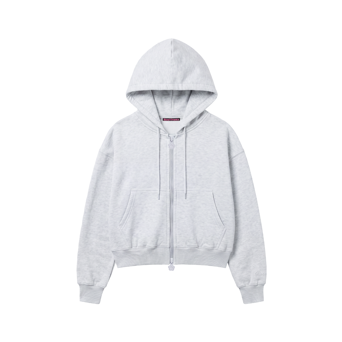 RS26FHZ101WMG Rosefrantz Rose Embroidery Hood Zip-up [White Melange]