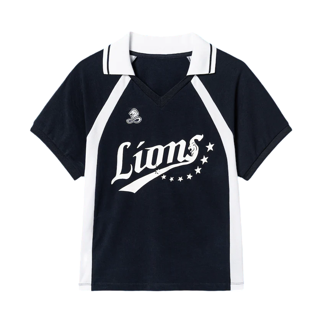 (W) 삼성 라이온즈 x 에잇세컨즈 칼라넥 래글런 반소매 티셔츠 네이비((W) Samsung Lions x 8seconds Collar Raglan Short Sleeve T-Shirt Navy)