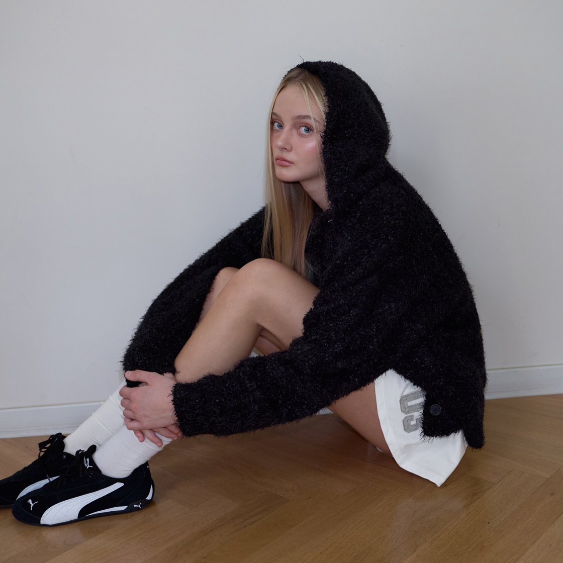 로제프란츠 헤어리 오버핏 후드 가디건 [블랙](Rosefrantz Hairy Overfit Hood Cardigan [Black]) - 5