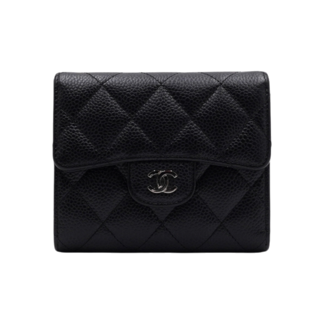 ITMLEJQ4S5QO Chanel AP0231 Black Caviar Classic Small Flap Silver CC  Wallet
