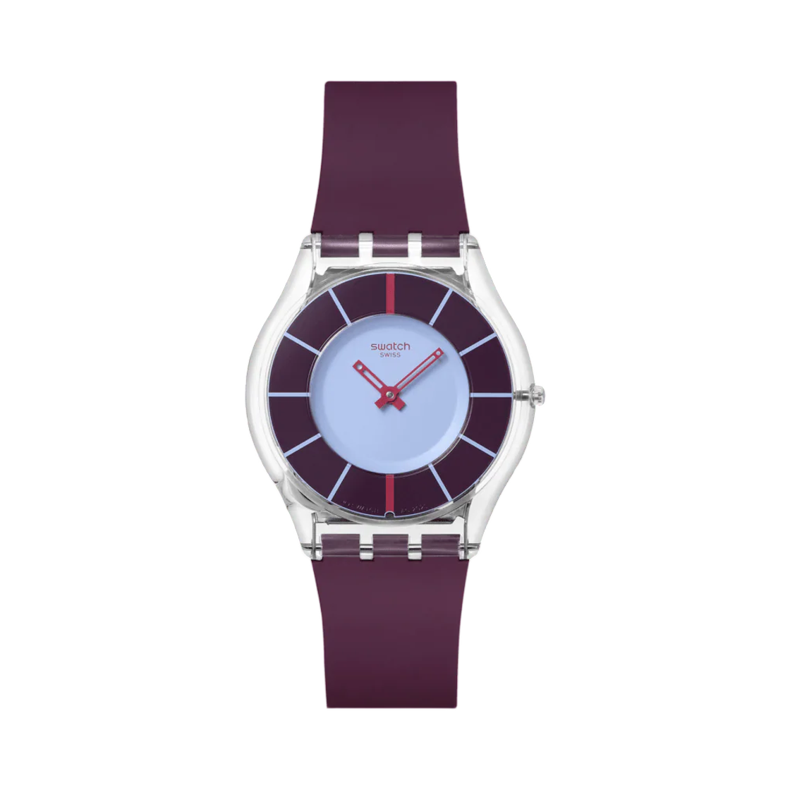 SS08K122 Swatch Always On Time 34mm Quartz Transparent Red