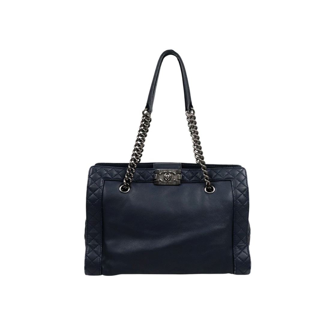 샤넬 네이비 소프트 카프스킨 보이 쇼퍼백 D-A65228(Chanel Navy Soft Calfskin Boy Shopper Bag D-A65228)