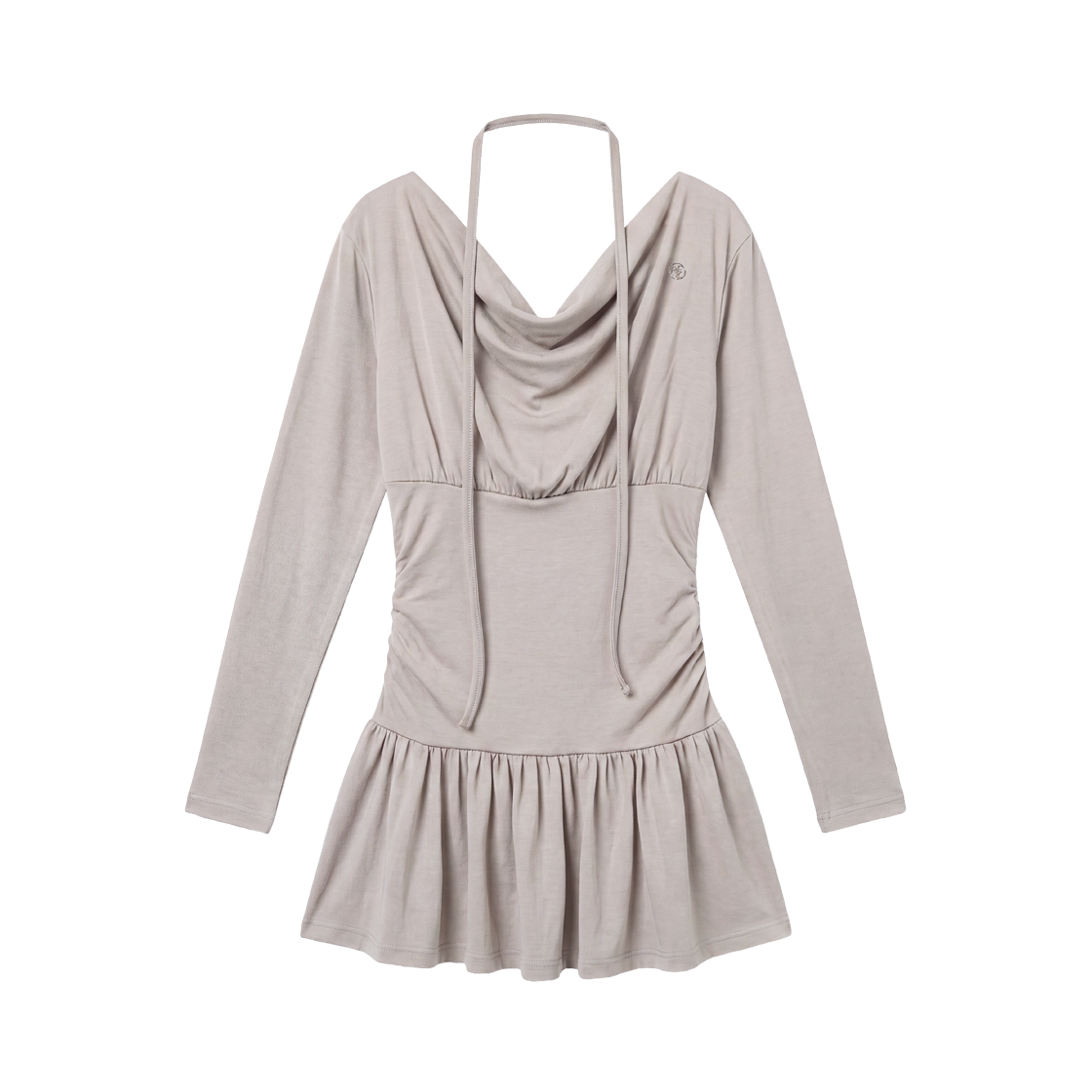 RS26FOP101BEG Rosefrantz Tie Off Shoulder Mini Dress [Beige]