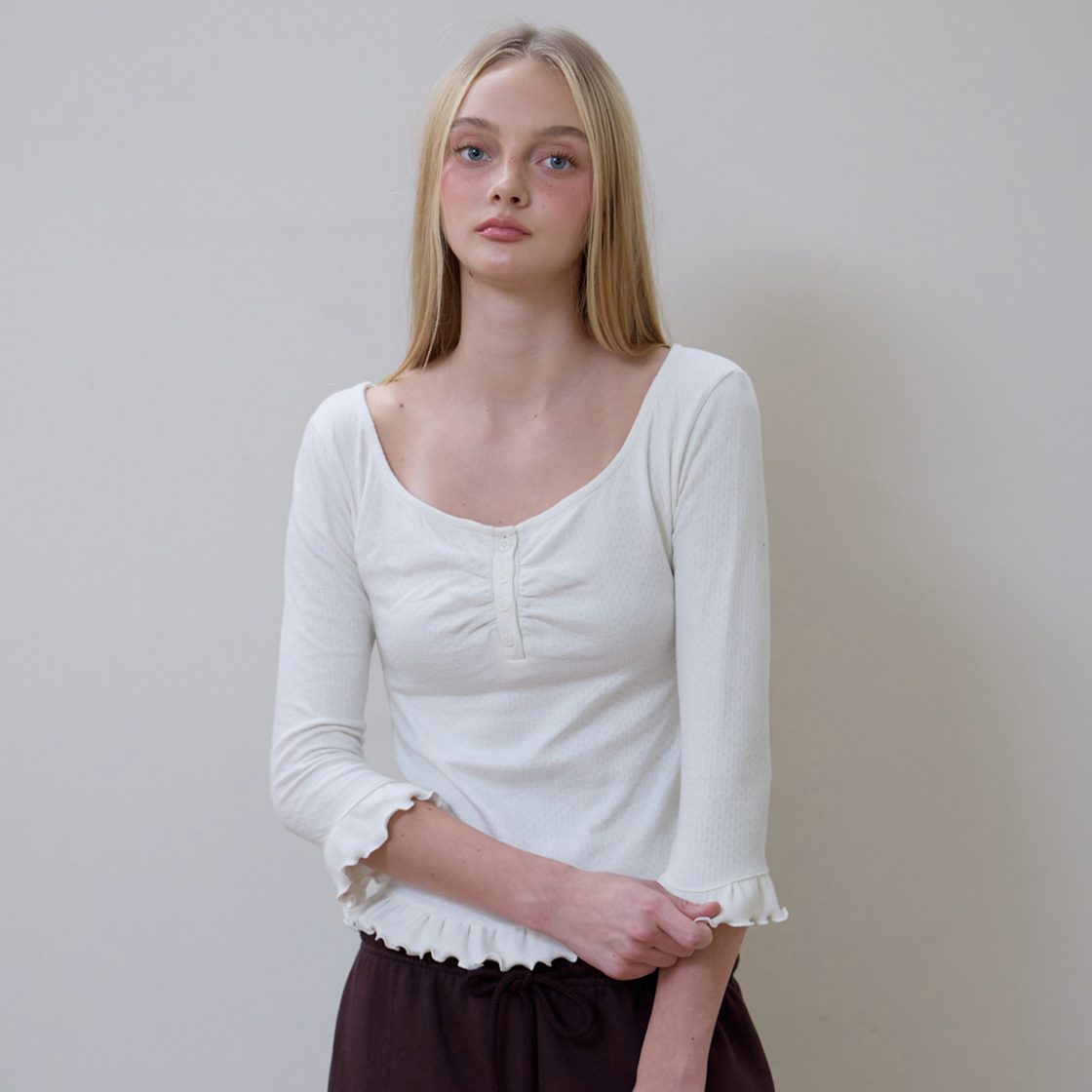 로제프란츠 프릴 쓰리쿼터 슬리브 [아이보리](Rosefrantz Frill Three-Quarter Sleeve [Ivory]) - 2