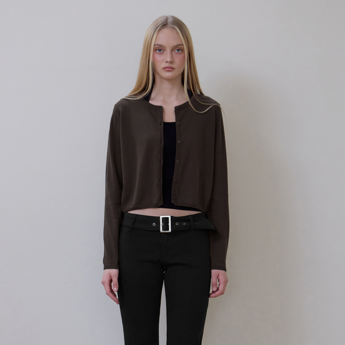 로제프란츠 베이직 라운드 가디건 [브라운](Rosefrantz Basic Round Cardigan [Brown]) - 2