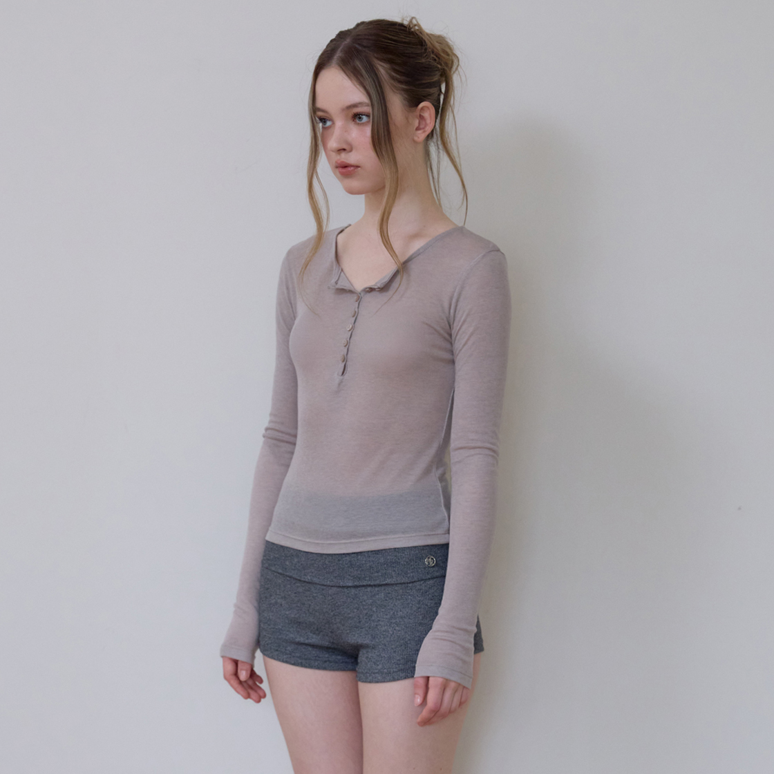 로제프란츠 헨리넥 레이어드 롱스리브 [베이지](Rosefrantz Henley Neck Layered Long Sleeve [Beige]) - 2
