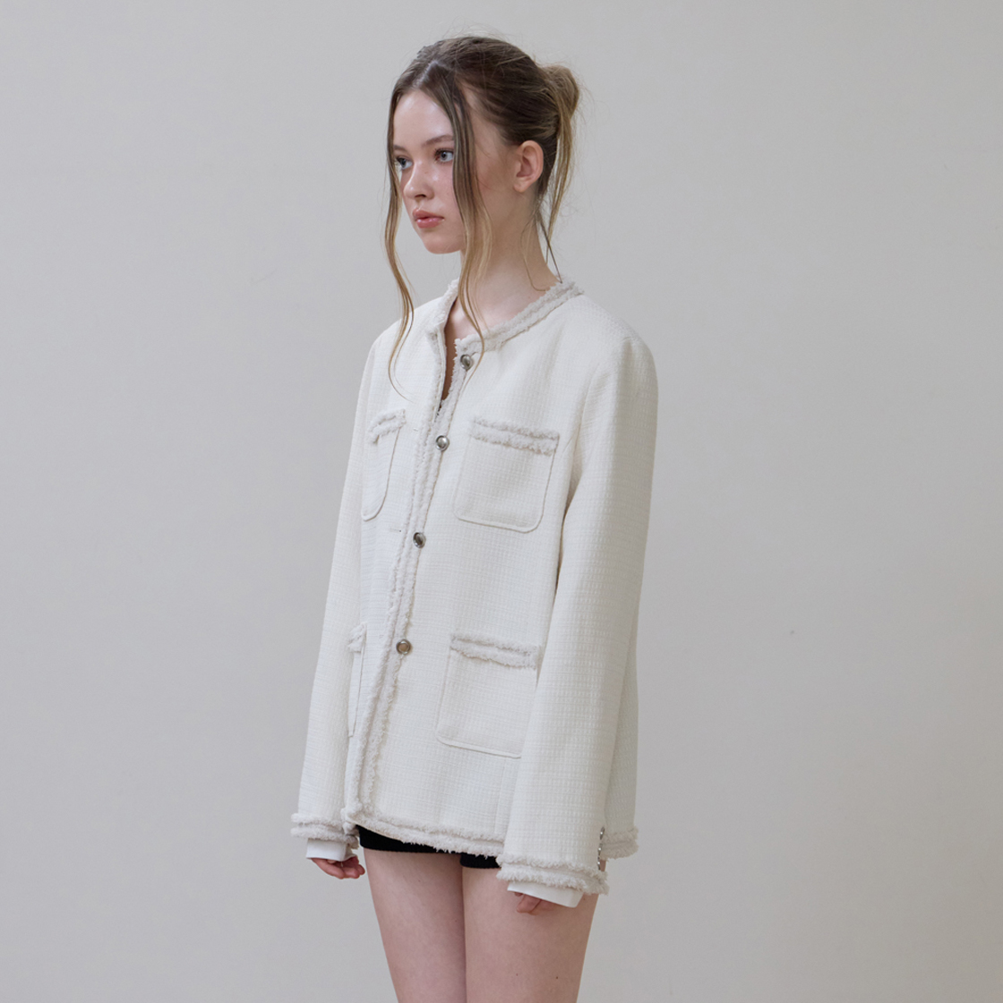 로제프란츠 프린지 포켓 트위드 자켓 [아이보리](Rosefrantz Fringe Pocket Tweed Jacket [Ivory]) - 5