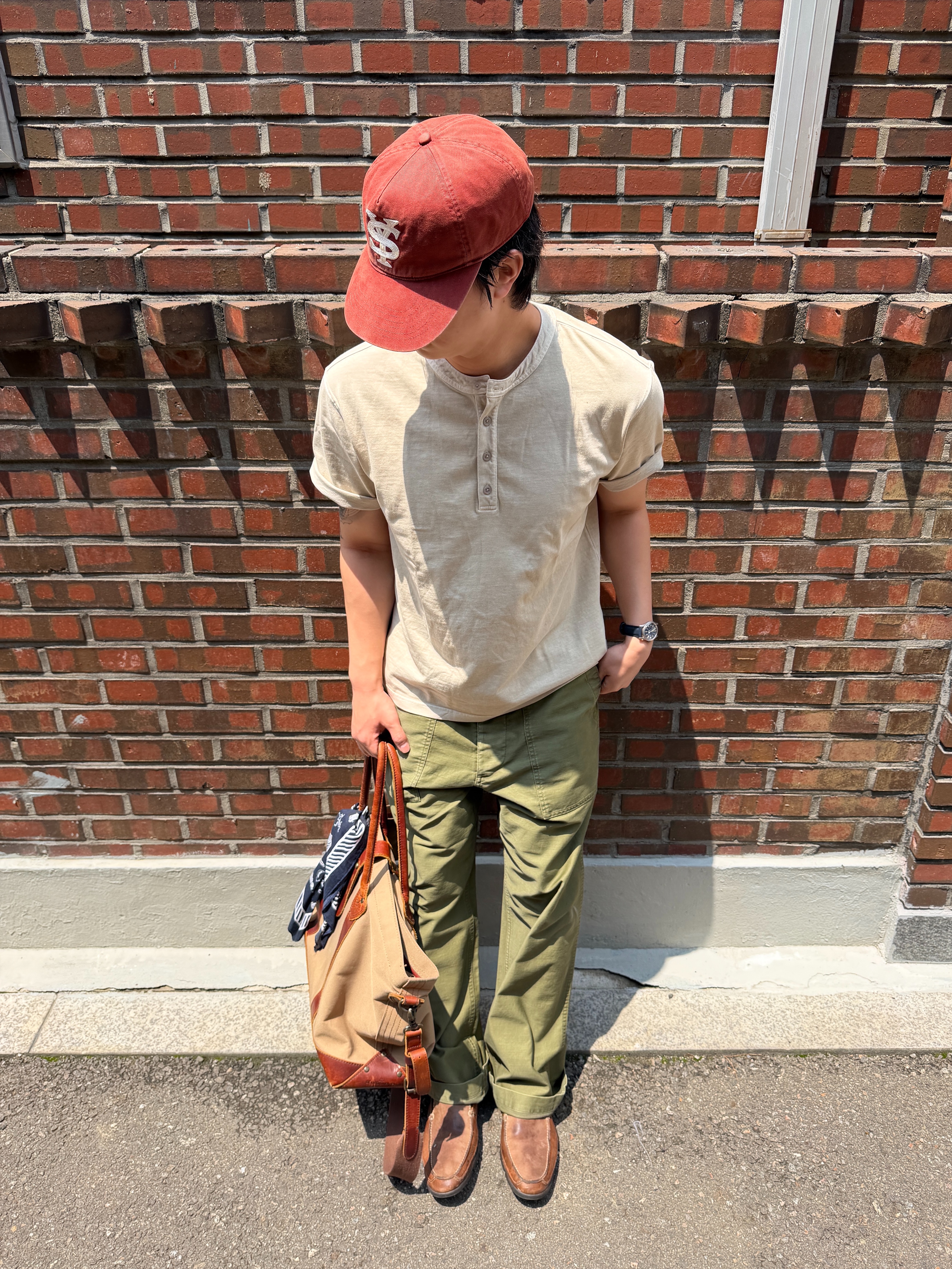 Sunday Ceremony Sy Logo 5 Panel New Cotton Cap - Red 착용 스타일 - 1