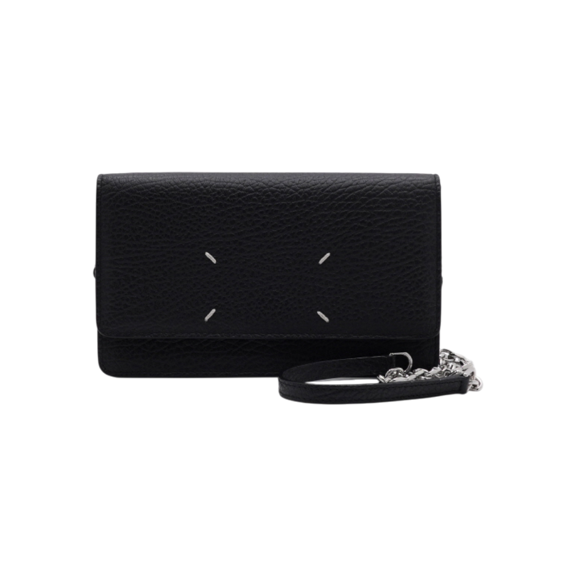 ITQ5HBJD8CJB Maison Margiela Black Stitch WOC Silver Chain Crossbody Bag