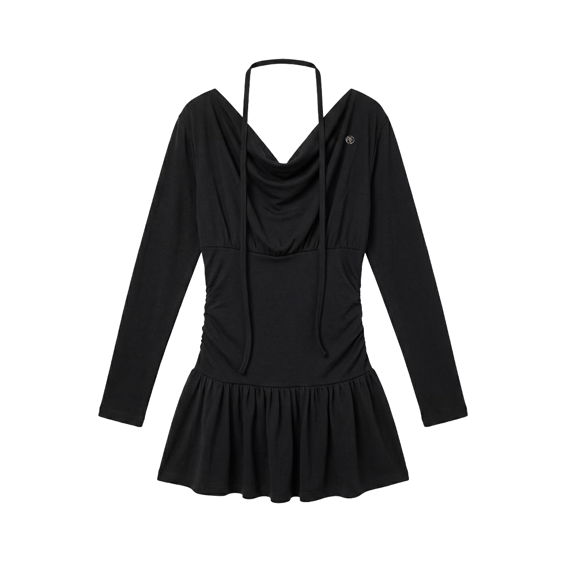 RS26FOP101BLK Rosefrantz Tie Off Shoulder Mini Dress [Black]