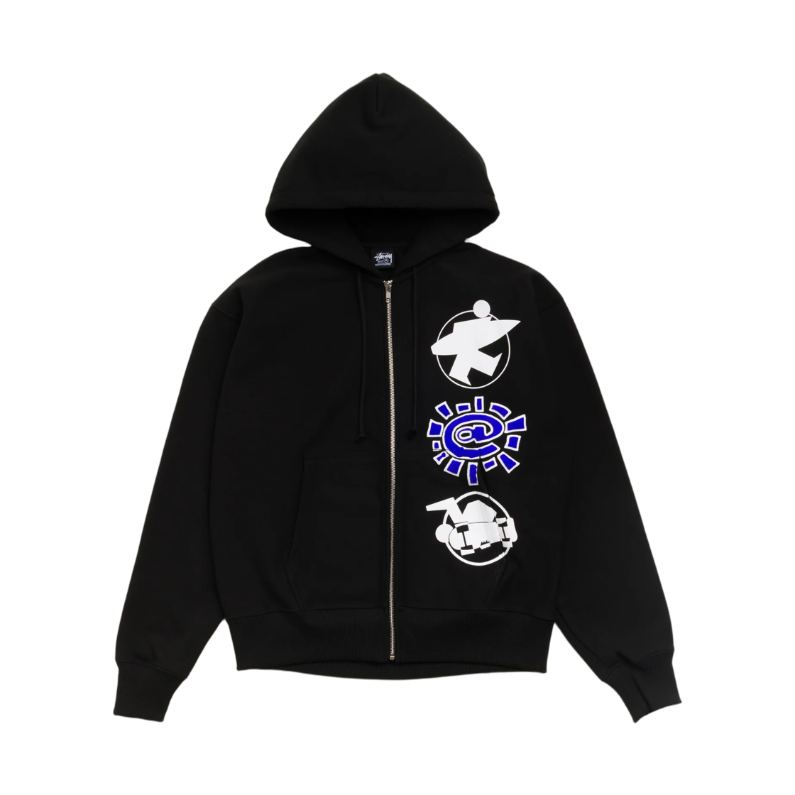 스투시 x 올웨이즈 두 왓 유 슈드 두 스택 집 후드 블랙(Stussy x Always Do What You Should Do Stack Zip Hoodie Black)