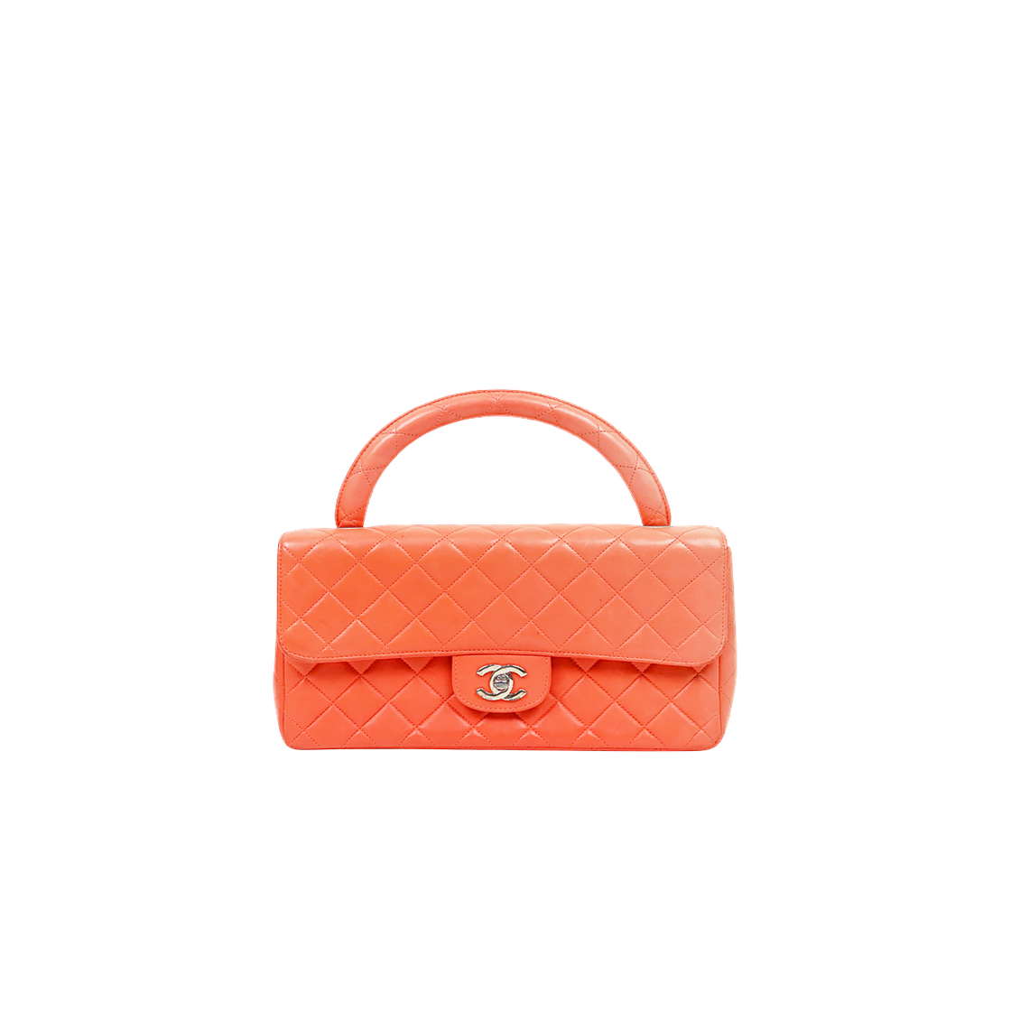 샤넬 오렌지 램스킨 퀼팅 CC  탑핸들 토트백 A-A64403(Chanel Orange Lambskin Quilted CC Top Handle Tote Bag A-A64403)