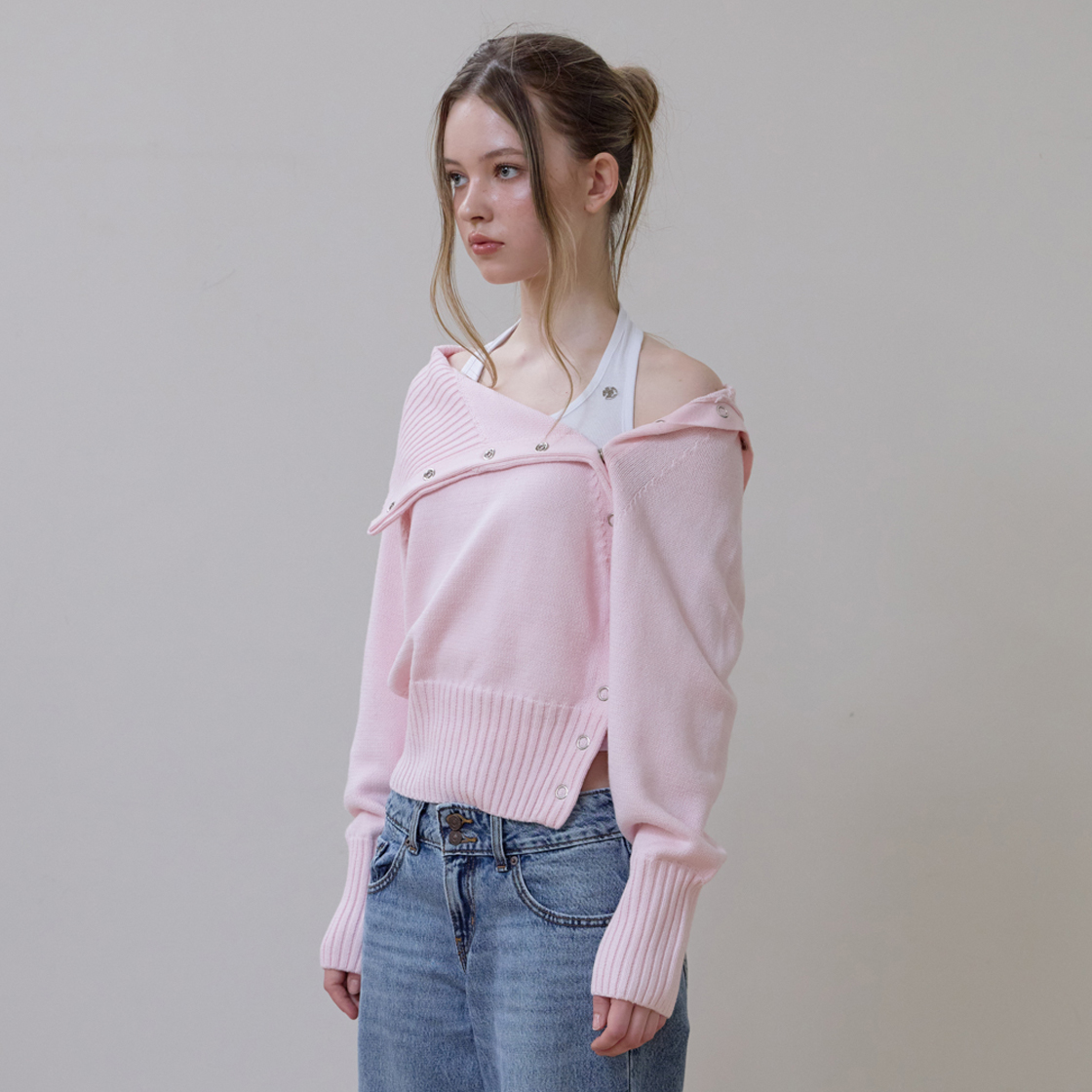 로제프란츠 폴드 오프숄더 니트 [핑크](Rosefrantz Fold Off Shoulder Knit [Pink]) - 3
