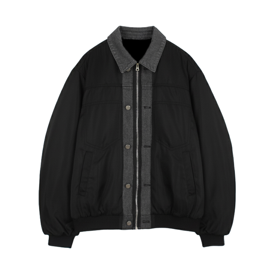 지크립 데님 카라 블루종 자켓 블랙(GCLIP Denim Collar Blouson Jacket Black)