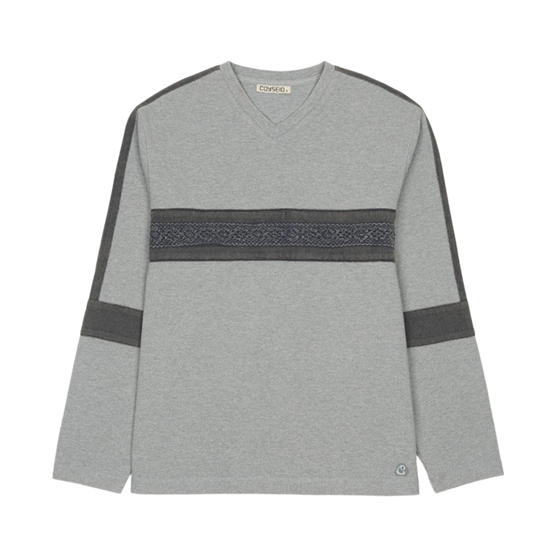 코이세이오 레이스 피케이 롱슬리브 멜란지 그레이(COYSEIO Lace Pk Long Sleeve Melange Grey)