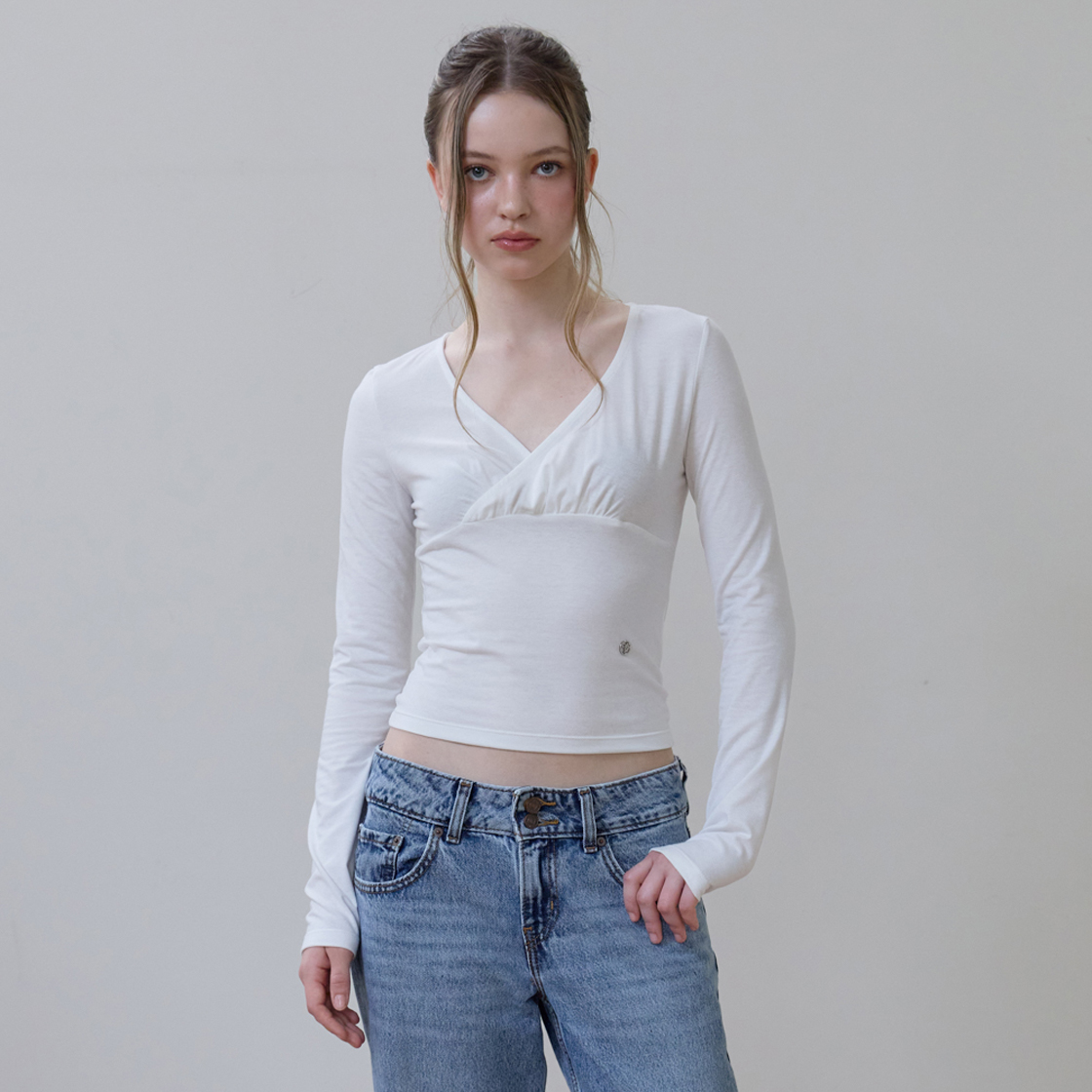 로제프란츠 랩 브이넥 롱스리브 [아이보리](Rosefrantz Wrap V-neck Long Sleeve [Ivory]) - 3