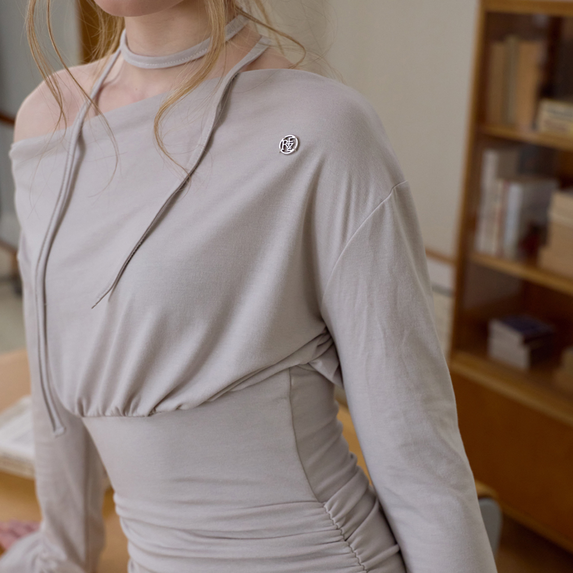 로제프란츠 타이 오프숄더 미니 드레스 [베이지](Rosefrantz Tie Off Shoulder Mini Dress [Beige]) - 3