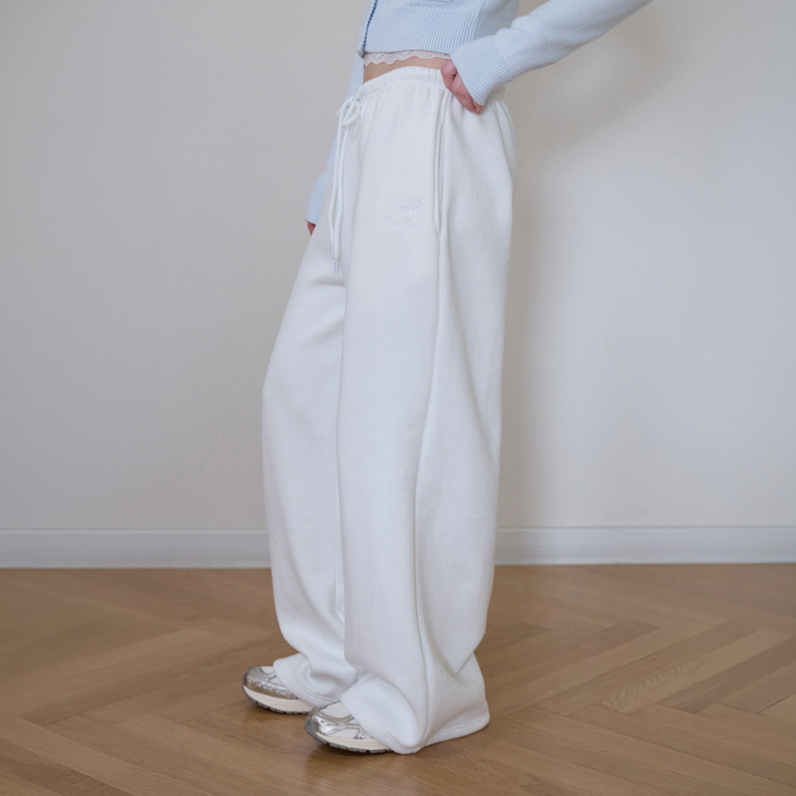 로제프란츠 로즈 자수 와이드 스웨트팬츠 [아이보리](Rosefrantz Rose Embroidery Wide Sweatpants [Ivory]) - 6