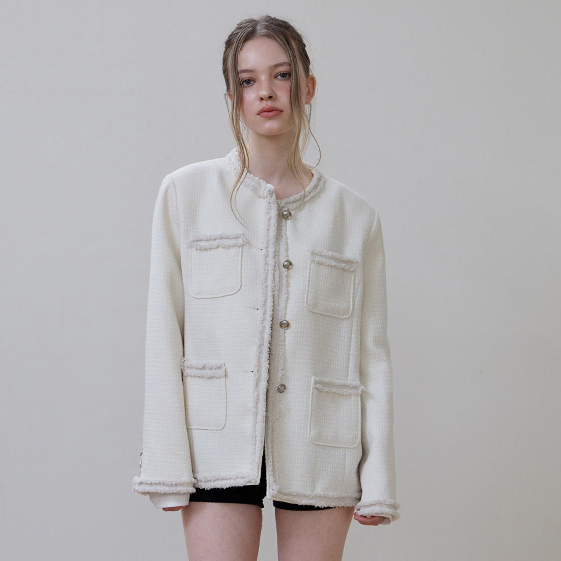 로제프란츠 프린지 포켓 트위드 자켓 [아이보리](Rosefrantz Fringe Pocket Tweed Jacket [Ivory]) - 6