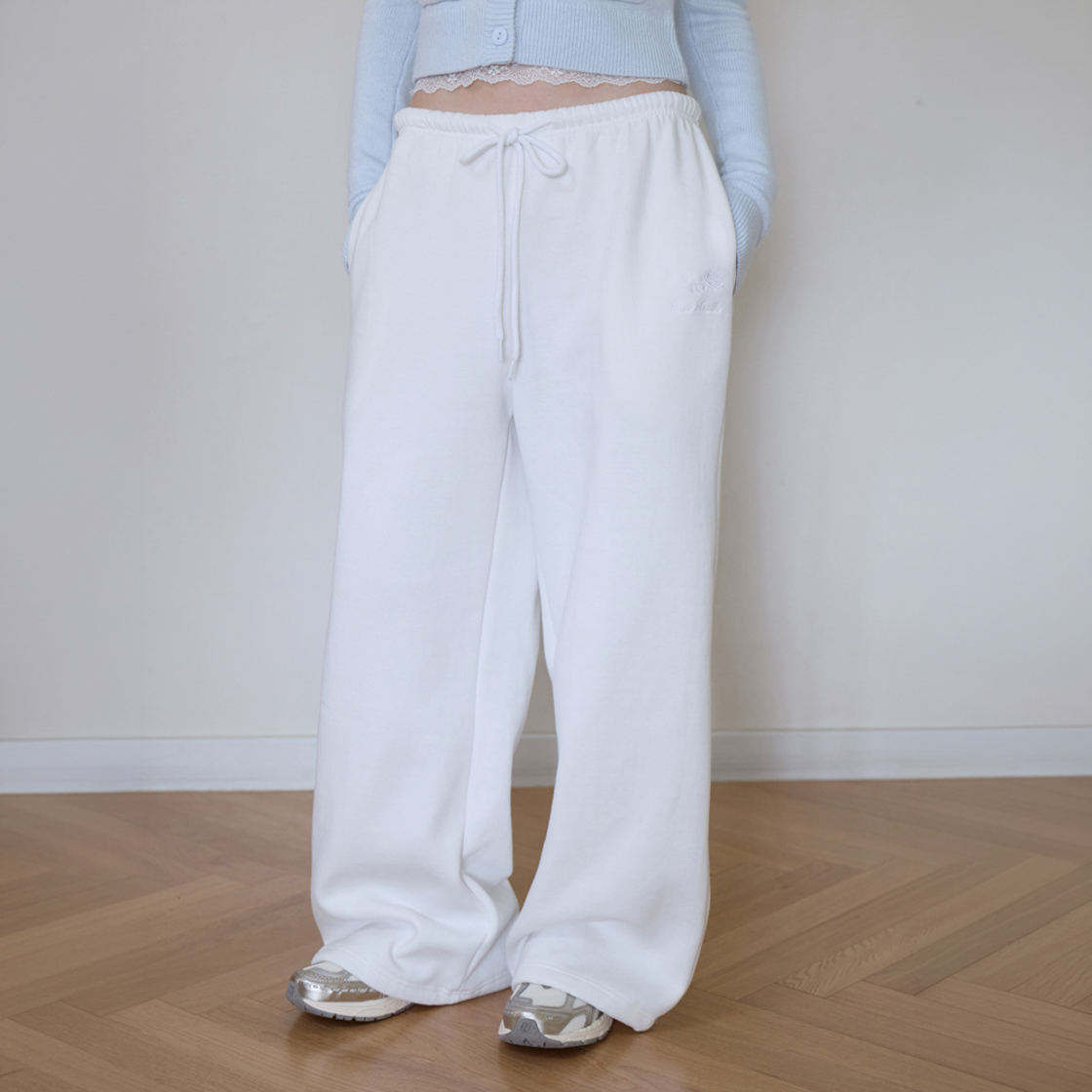 로제프란츠 로즈 자수 와이드 스웨트팬츠 [아이보리](Rosefrantz Rose Embroidery Wide Sweatpants [Ivory]) - 2