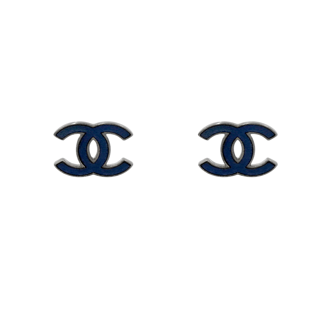 IT5MWGMLRKBR Chanel Blue CC Silver Earrings C-B62442