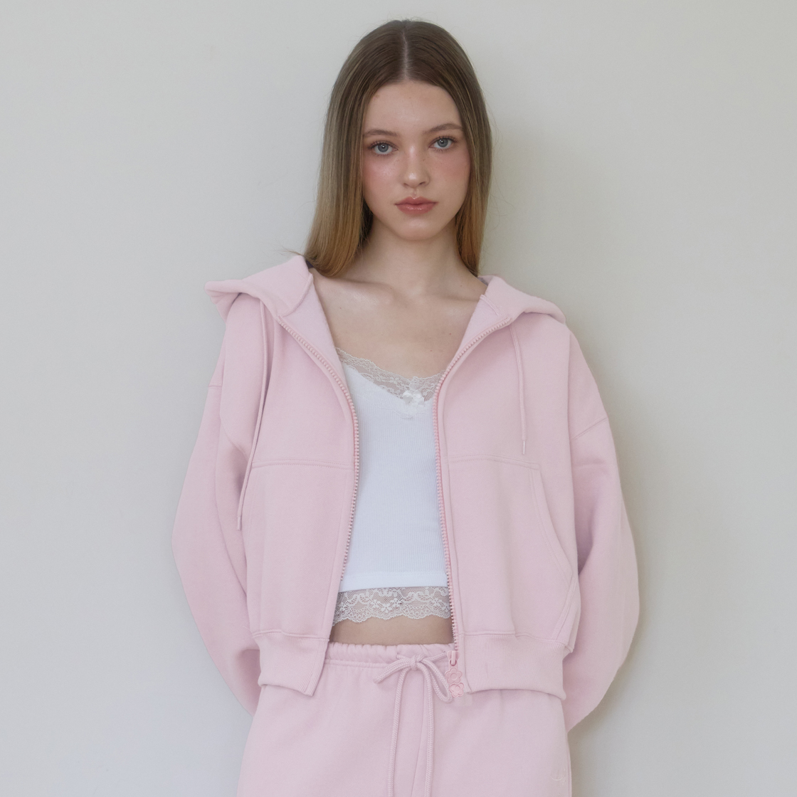 로제프란츠 로즈 자수 후드 집업 [핑크](Rosefrantz Rose Embroidery Hood Zip-up [Pink]) - 2