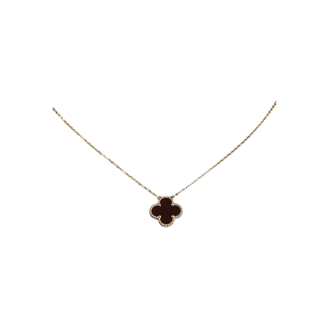 ITCWSURTPVW7 Van Cleef & Arpels Vintage Alhambra Carnelian Necklace 18K Yellow Gold