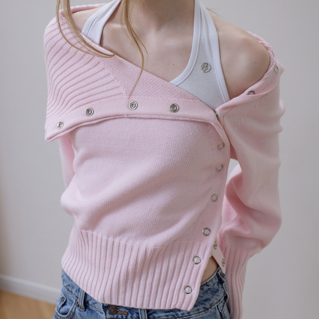 로제프란츠 폴드 오프숄더 니트 [핑크](Rosefrantz Fold Off Shoulder Knit [Pink]) - 5