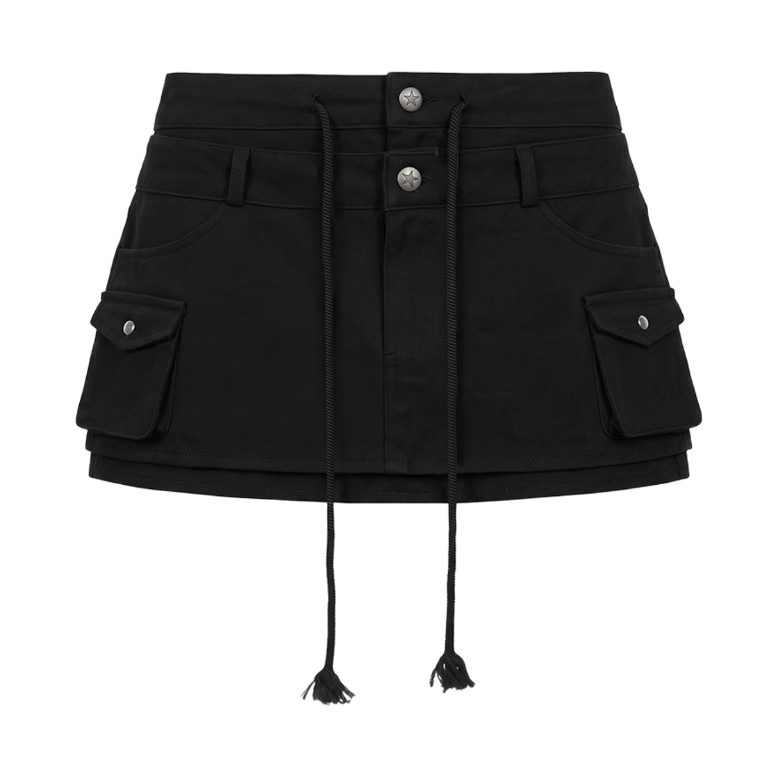 VT26FSK102BLK VOONT Double Waist Cargo Mini Skirt (BLACK)