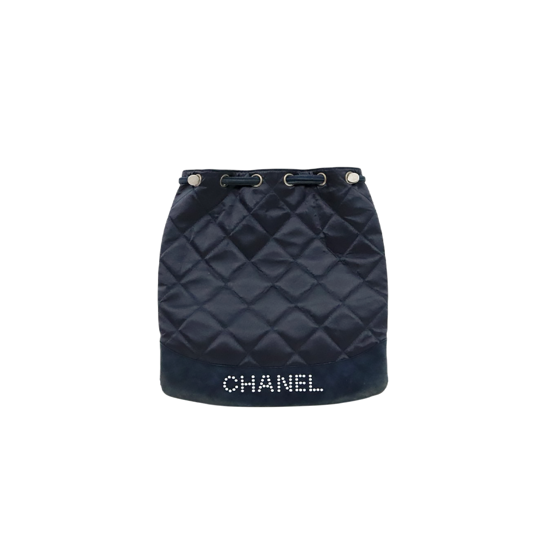 샤넬 네이비 새틴 퀼팅 스터드 백팩 A-A64002(Chanel Navy Satin Quilted Studded Backpack A-A64002) - 1