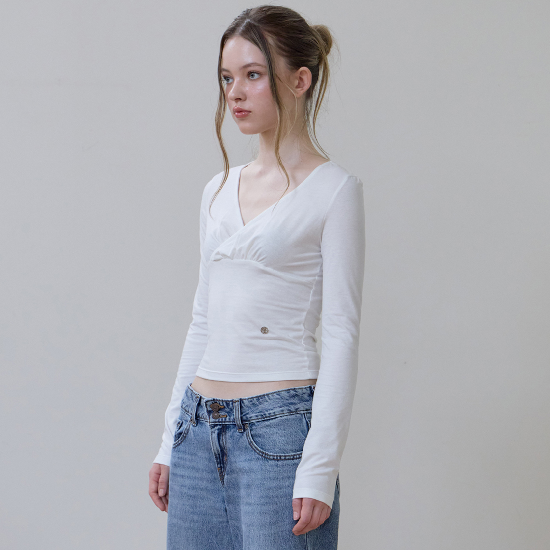로제프란츠 랩 브이넥 롱스리브 [아이보리](Rosefrantz Wrap V-neck Long Sleeve [Ivory]) - 2