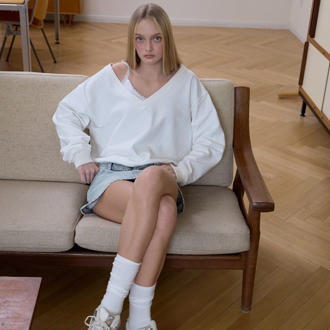로제프란츠 딥 브이넥 스웨트셔츠 [아이보리](Rosefrantz Deep V-neck Sweatshirt [Ivory]) - 6