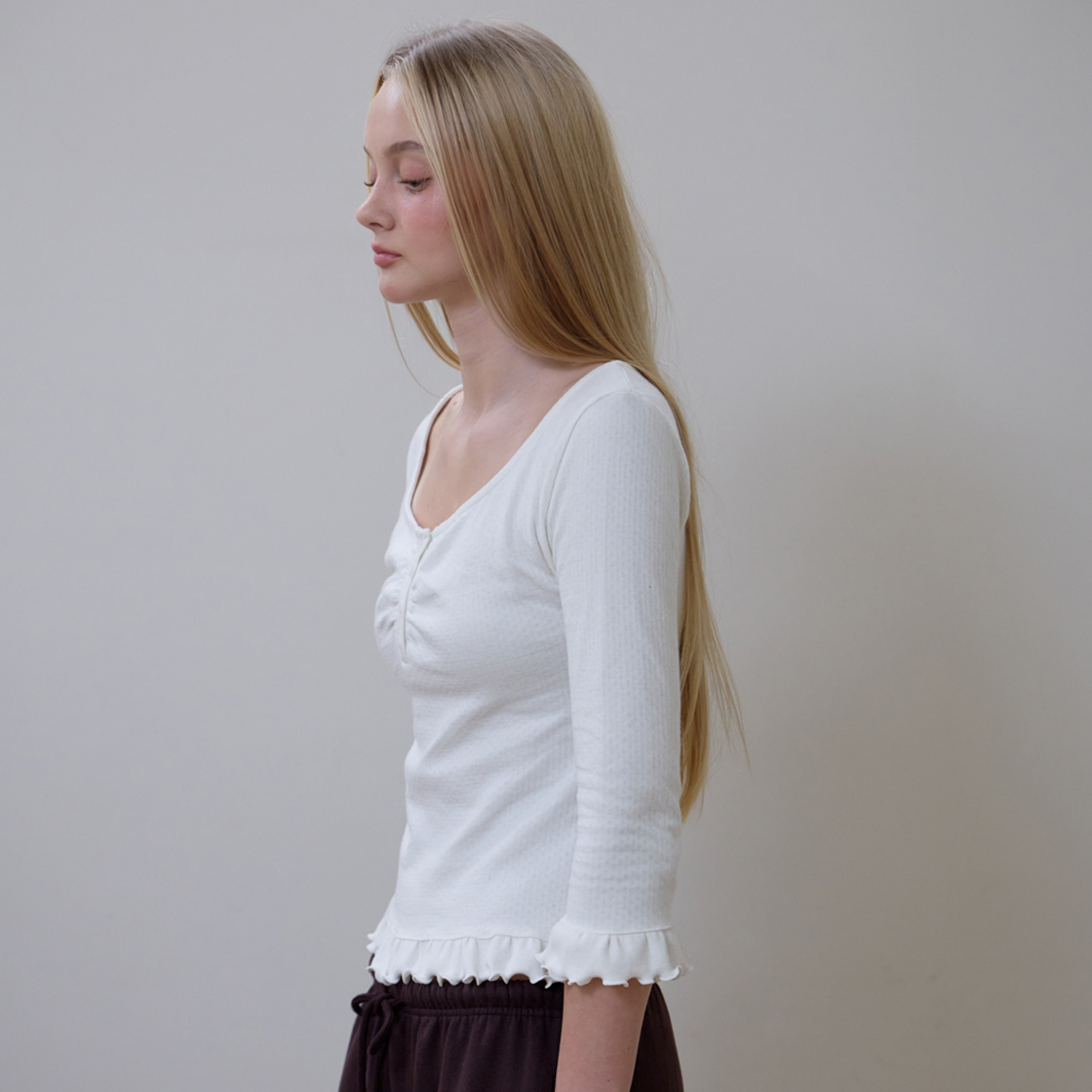 로제프란츠 프릴 쓰리쿼터 슬리브 [아이보리](Rosefrantz Frill Three-Quarter Sleeve [Ivory]) - 4