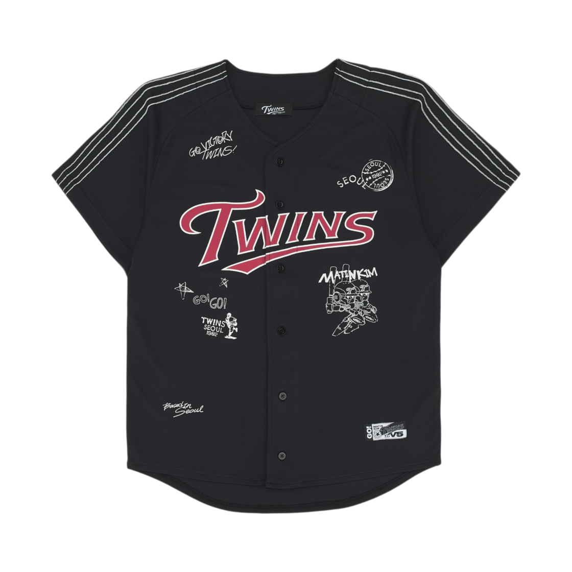 LG 트윈스 x 마뗑킴 어센틱 그래피티 탑 블랙(LG Twins x Matin Kim Authentic Graffiti Top Black)