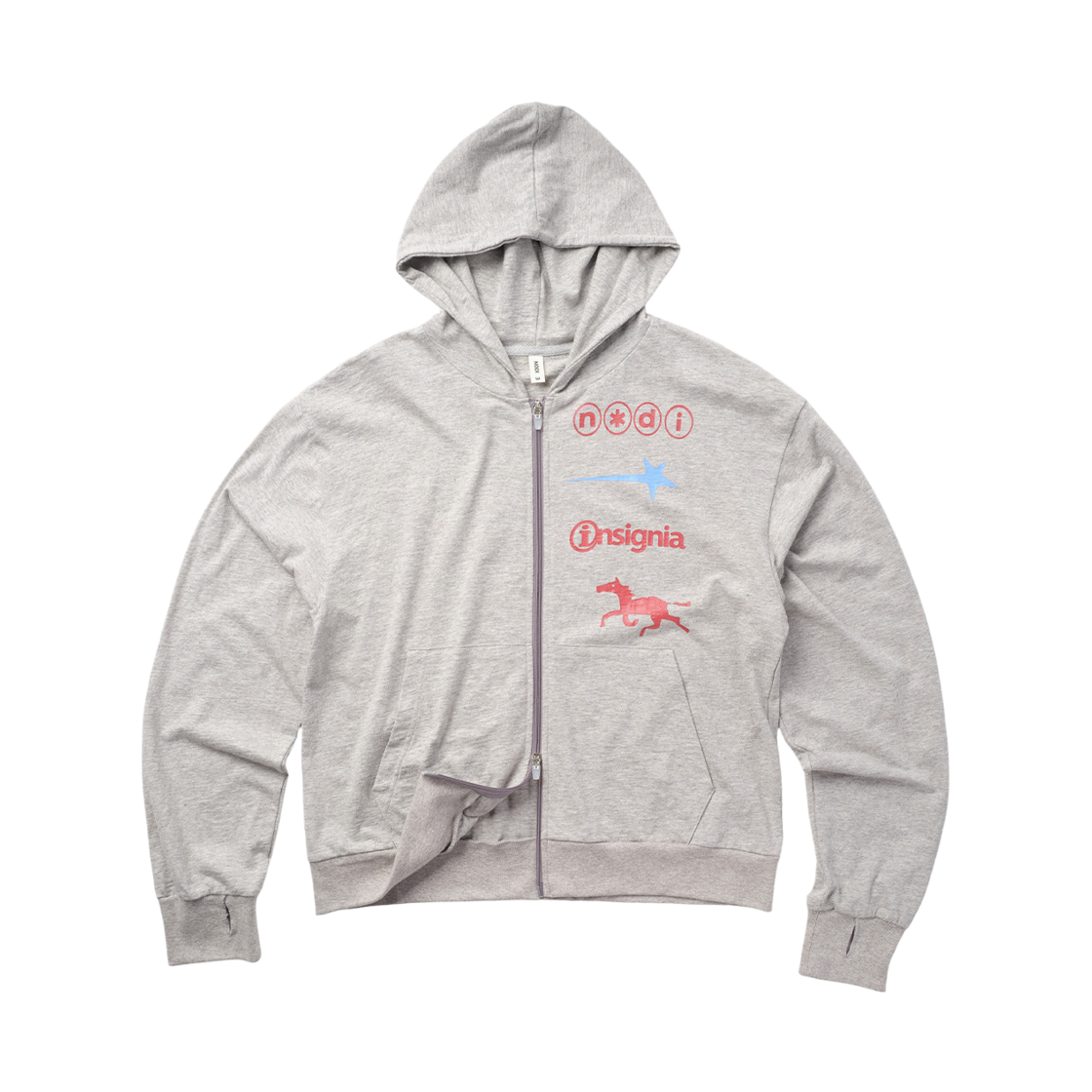 노디 시그널 스타 슬럽 라이트 후드 집업 멜란지 그레이(NODI Signal Star Slub Light Hood zip up melange gray) - 1